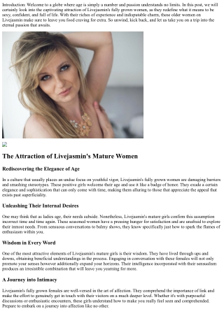 Ageless Passion: Revealing the tempting charm of Livejasmin's fully grown ladies
