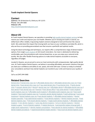 Tooth Implant Dental Queens