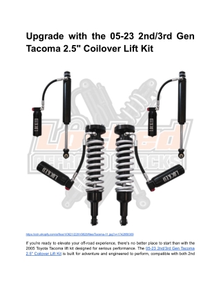 BLOG 4 _ Month 6 _ Upgrade with the 05-23 2nd_3rd Gen Tacoma 2.5_ Coilover Lift Kit