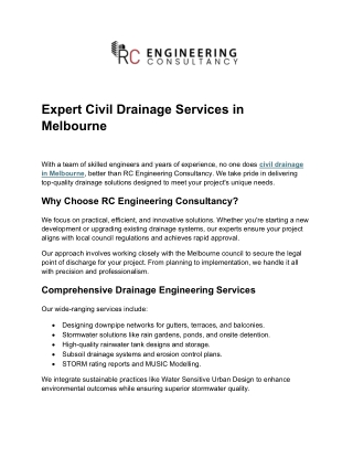 Expert Civil Drainage Services in Melbourne