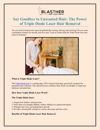 Say Goodbye to Unwanted Hair The Power of Triple Diode Laser Hair Removal