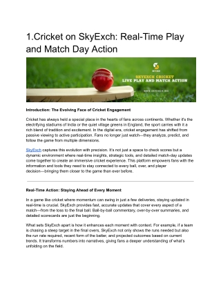 Cricket on SkyExch: Real-Time Play and Match Day Action