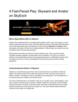 Fast-Paced Play: Skyward and Aviator on SkyExch