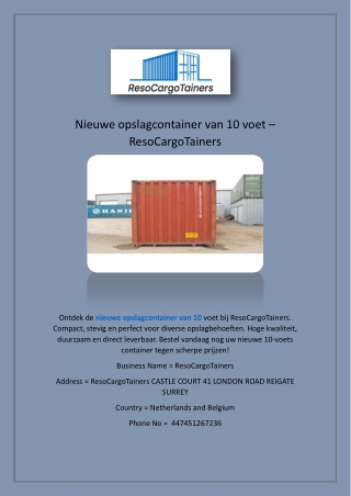 Nieuwe opslagcontainer van 10 voet