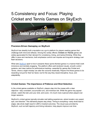 Consistency and Focus: Playing Cricket and Tennis Games on SkyExch