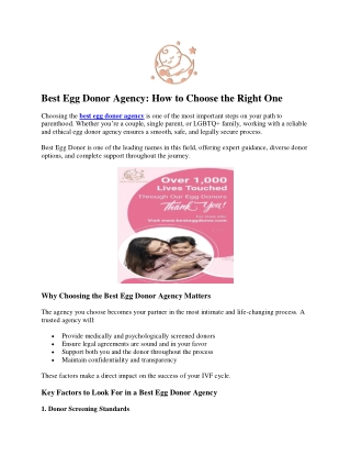 Best Egg Donor Agency: How to Choose the Right One