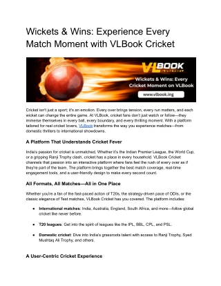 Wickets & Wins: Experience Every Match Moment with VLBook Cricket