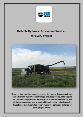 Reliable Hydrovac Excavation Services for Every Project