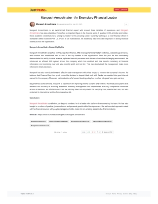 Mangesh Annachhatre - An Exemplary Financial Leader