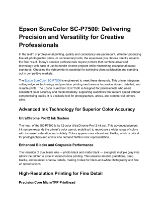 Epson SureColor SC-P7500: Redefining Professional Color Printing