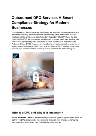 Outsourced DPO Services A Smart Compliance Strategy for Modern Businesses