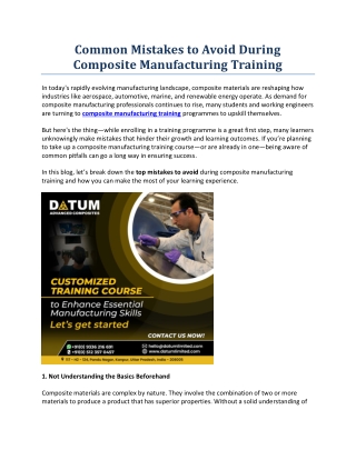Common Mistakes to Avoid During Composite Manufacturing Training
