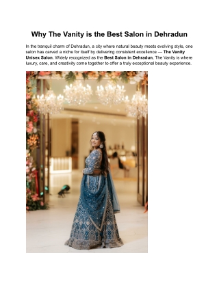 Why The Vanity is the Best Salon in Dehradun