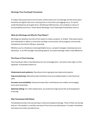 Worklogs Time Tracking