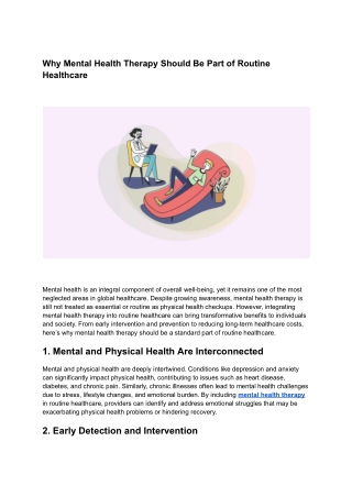 Why Mental Health Therapy Should Be Part of Routine Healthcare