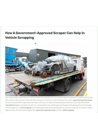 How a Government-Approved Scraper Can Help in Vehicle Scrapping