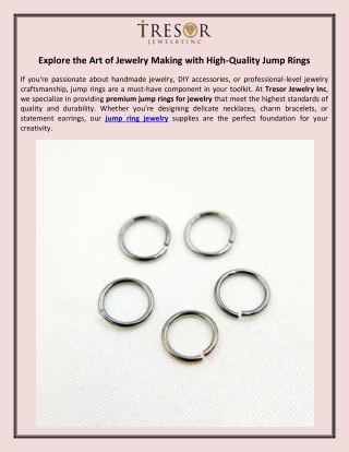 Explore the Art of Jewelry Making with High-Quality Jump Rings