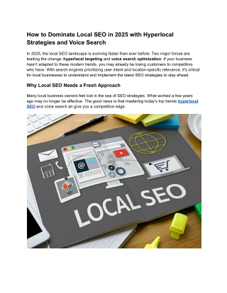 How to Dominate Local SEO in 2025 with Hyperlocal Strategies and Voice Search theaspiringceo