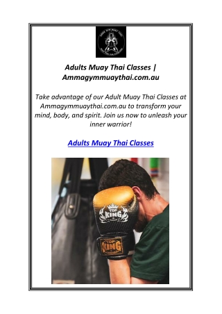 Adults Muay Thai Classes | Ammagymmuaythai.com.au