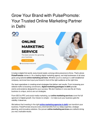 Grow Your Brand with PulsePromote_ Your Trusted Online Marketing Partner in Delhi