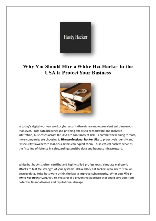 Hire A Certified Ethical Hacker USA | Hastyhacker
