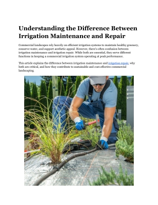 Understanding the Difference Between Irrigation Maintenance and Repair