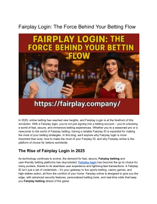 Fairplay Login_ The Force Behind Your Betting Flow