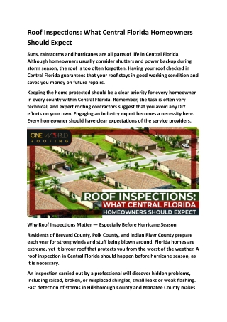 Roof Inspections What Central Florida Homeowners Should Expect