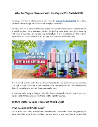 Why Vapers Are Obsessed with the Crystal Pro Switch 30K_