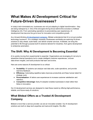 What Makes AI Development Critical for Future-Driven Businesses_