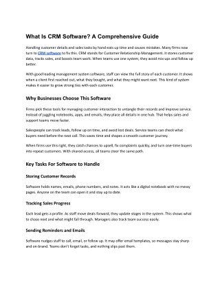 What Is CRM Software? A Comprehensive Guide