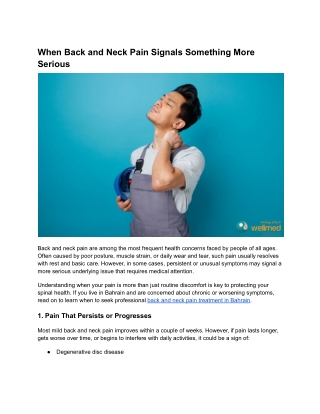 When Back and Neck Pain Signals Something More Serious