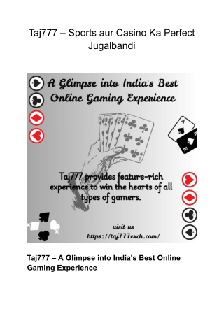 Taj777 – Sports aur Casino Ka Perfect Jugalbandi