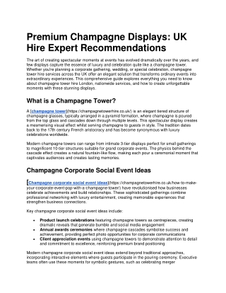 Premium Champagne Displays UK Hire Expert Recommendations