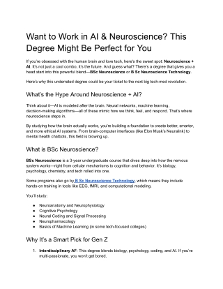 Want to Work in AI & Neuroscience