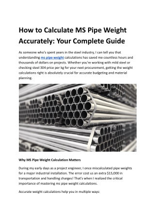 How to Calculate MS Pipe Weight Accurately_ Your Complete Guide