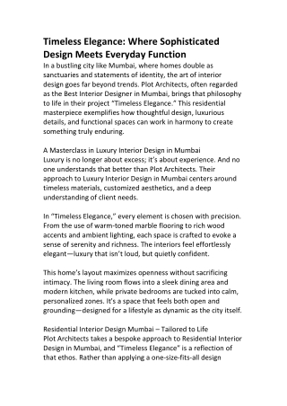 Luxury Interior Design Mumbai | Plot Architects Signature Project