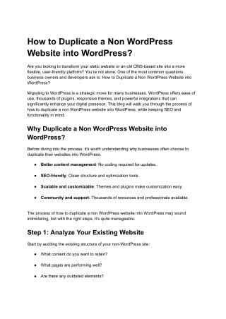How to Duplicate a Non WordPress Website into WordPress_