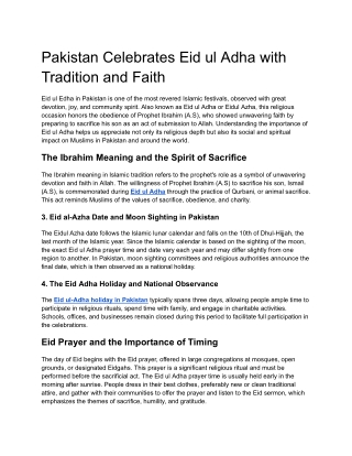 Pakistan Celebrates Eid ul Adha with Tradition and Faith