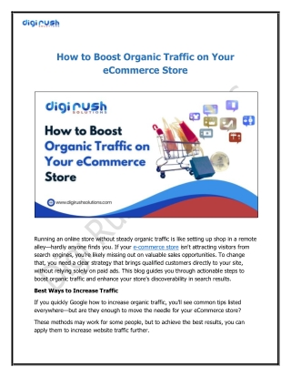 How to Boost Organic Traffic on Your eCommerce Store