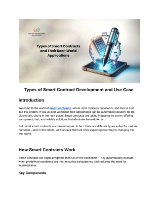 Types of Smart Contract Development and Use Case