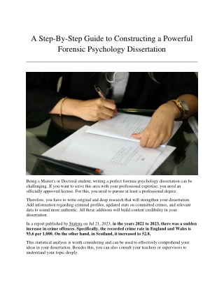 A Step-By-Step Guide to Constructing a Powerful Forensic Psychology Dissertation