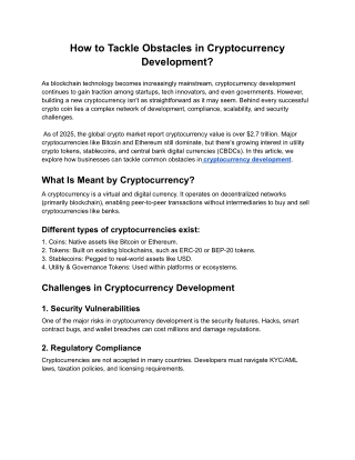 How to Tackle Obstacles in Cryptocurrency Development