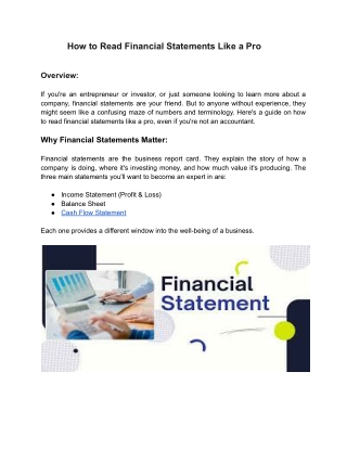 How to Read Financial Statements Like a Pro