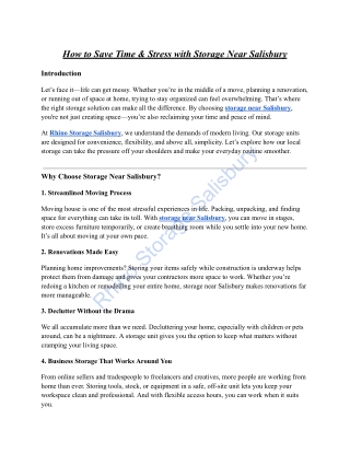 How to Save Time & Stress with Storage Near Salisbury