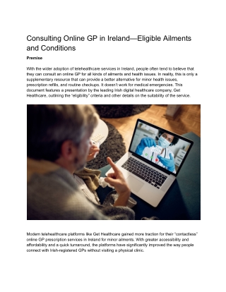 Consulting Online GP in Ireland—Eligible Ailments and Conditions