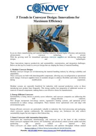 Top 5 Trends in Conveyor Design Innovations for Maximum Efficiency