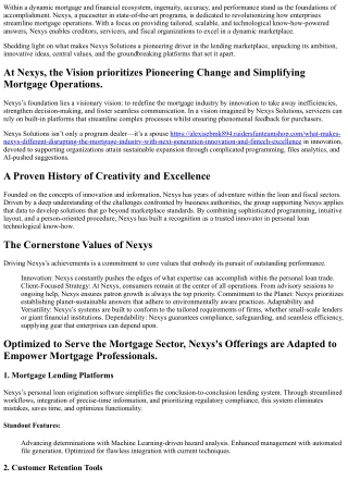 Streamlining Mortgage Technology,   Nexys Framework Combines    Innovative Solut