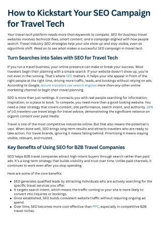 How to Kickstart Your SEO Campaign for Travel Tech