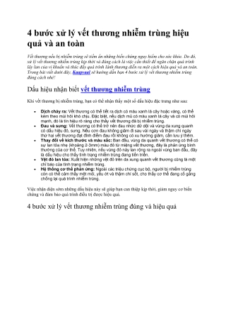 4 bước xử lý vết thương nhiễm trùng hiệu quả và an toàn